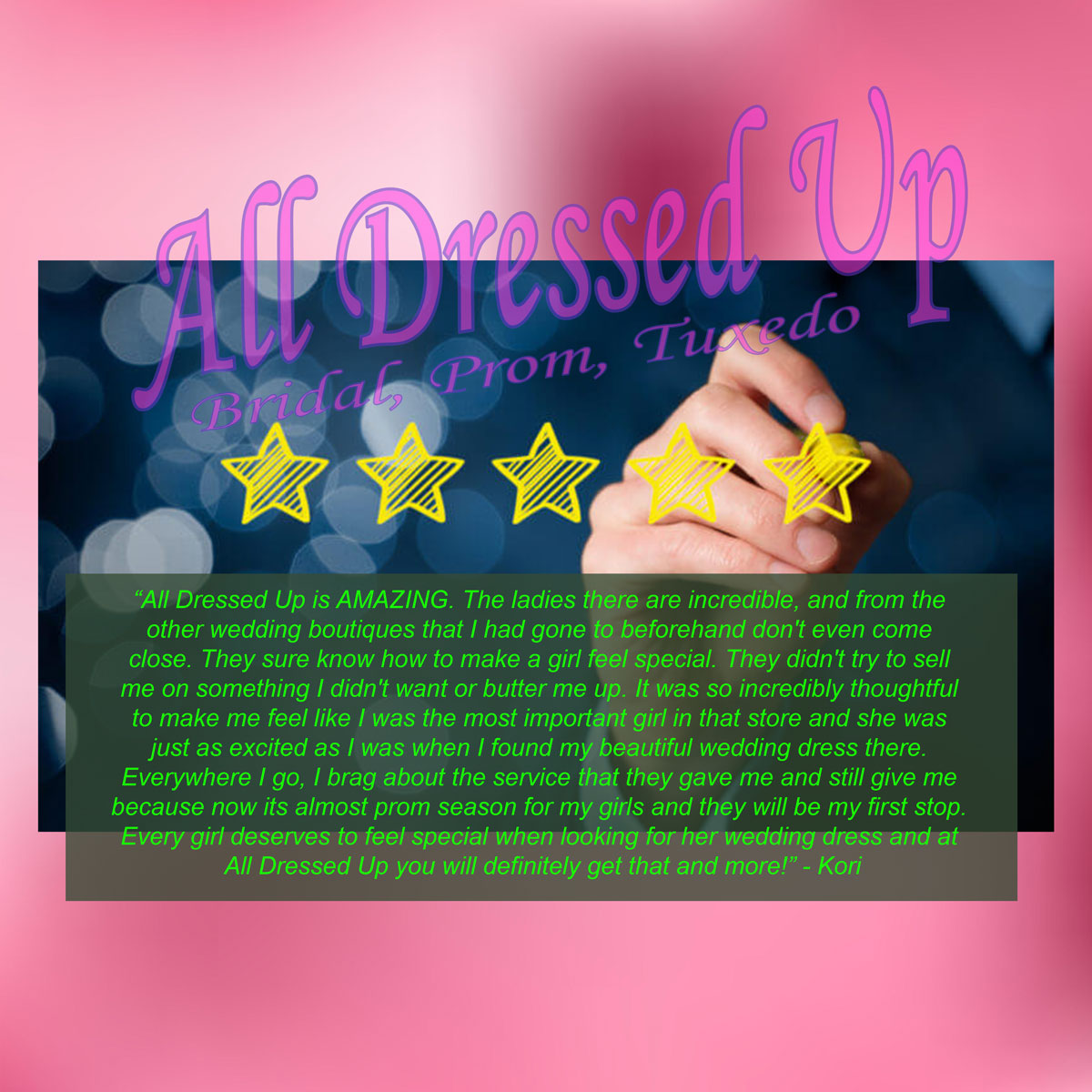 All Dressed Up Chattanooga, a 5-Star Review | Bridal Gowns, Prom Dresses, Bridesmaids, Tuxedo Rentals | Wedding
