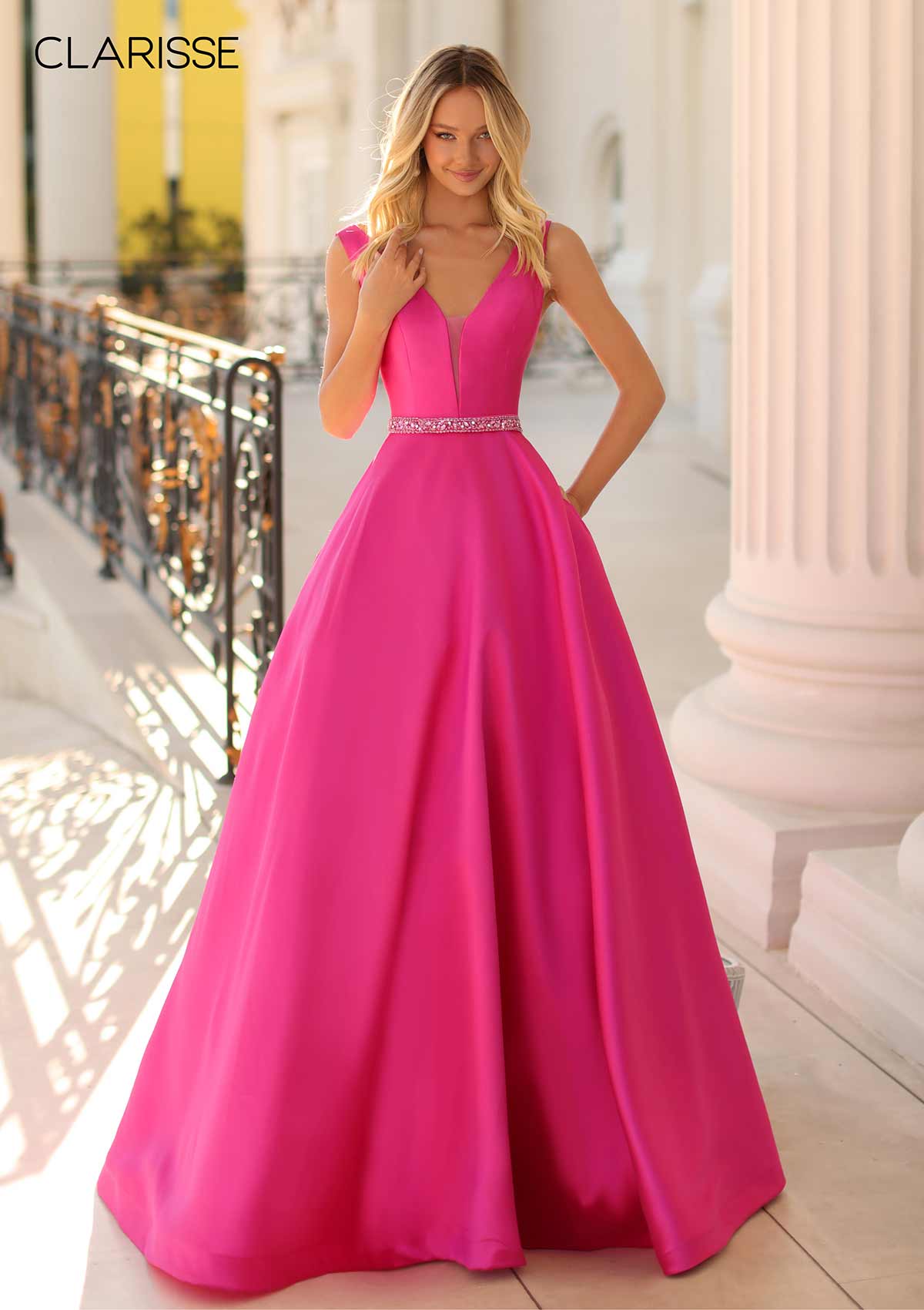 Clarisse Dress 8063 Satin Beaded A-Line Gown | Prom 2020| 3 Colors