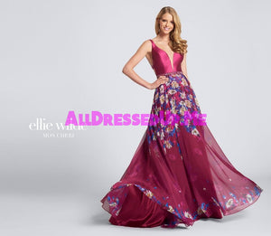 Ellie Wilde - EW21705 - All Dressed Up, Prom Dress - - Dresses Two Piece Cut Out Sweetheart Halter Low Back High Neck Print Beaded Chiffon Jersey Fitted Sexy Satin Lace Jeweled Sparkle Shimmer Sleeveless Stunning Gorgeous Modest See Through Transparent Glitter Special Occasions Event Chattanooga Hixson Shops Boutiques Tennessee TN Georgia GA MSRP Lowest Prices Sale Discount
