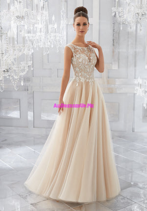 Last Dress In Store; Size: 12, Color: Ivory/Light Gold | Blu - 5567 - Mirella - Cheron's Bridal & All Dressed Up Prom - 12 - Wedding Gowns Dresses Chattanooga Hixson Shops Boutiques Tennessee TN Georgia GA MSRP Lowest Prices Sale Discount