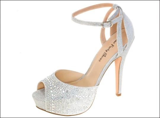 Taylor Glitter Silver Ankle Strap Heels